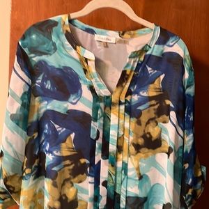Long sleeve sheer print top